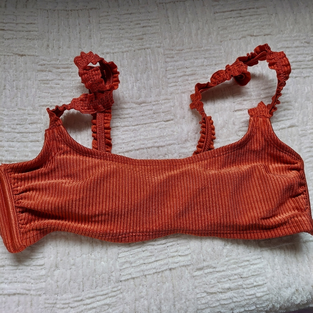 Juniors' Ruffle Strap Bralette Bikini Top - Xhilaration Sz Small Swim Beach